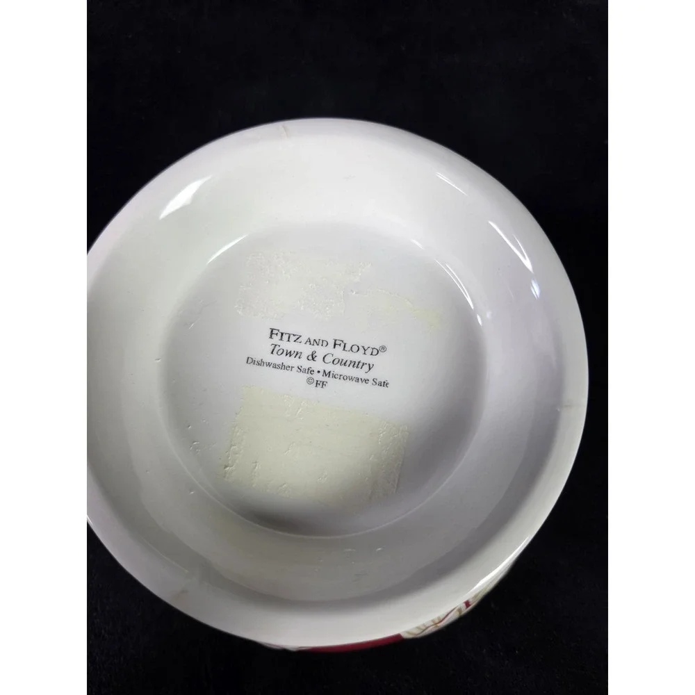 Fitz & Floyd Town And Country Collection Lot Footed Bowl Plate Cereal Bowl Red